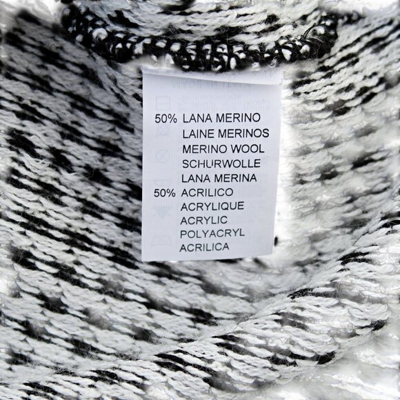 Skovhuus Merino Wool Blend Sweater Cardigan – Black & White Knit, Size Small - Picture 7 of 7